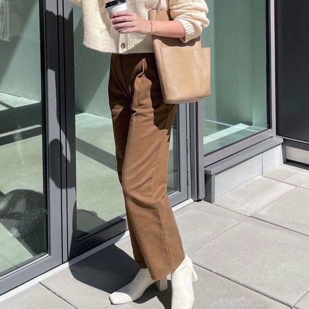 Size 2 Oak + Fort pants in caramel cappuccino color
